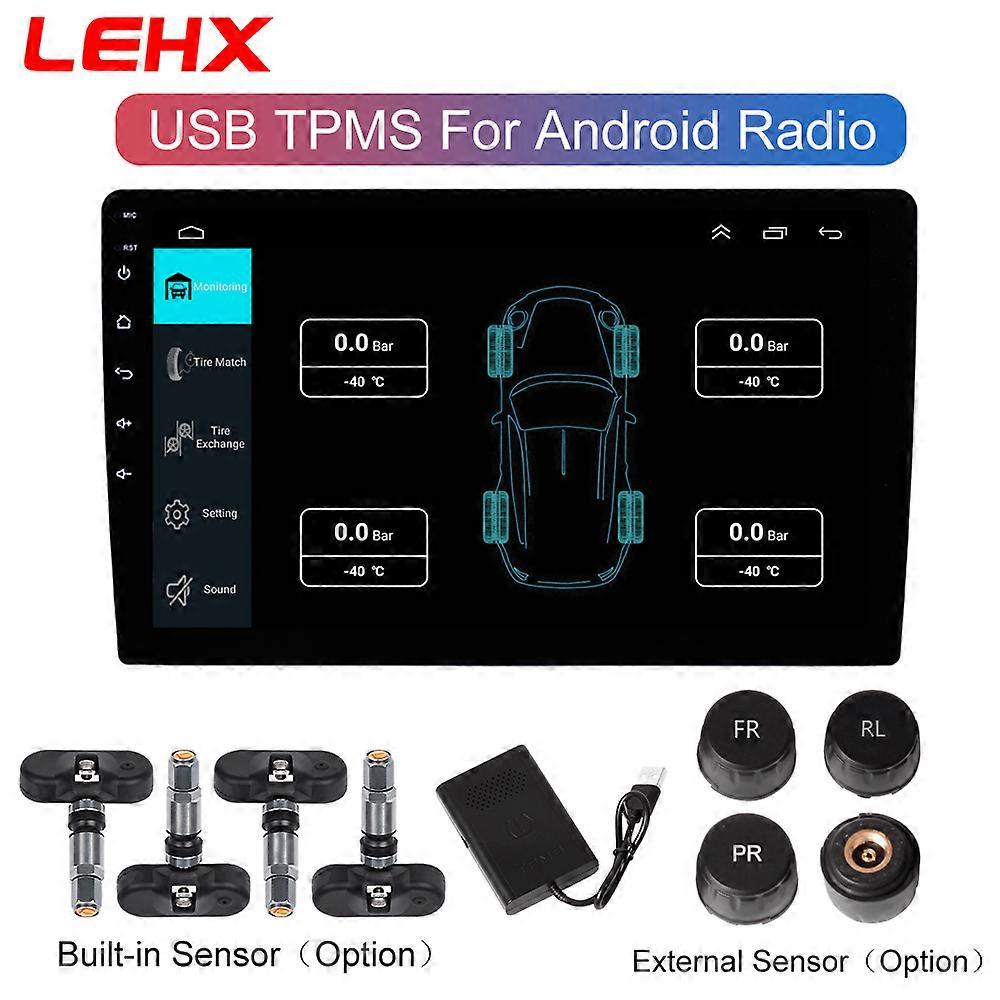 LEHX USBCar Vehicle Sensors Tire Pressure Monitoring System Internal External 4  for Car Raido Android Multimedia gps DVD Player