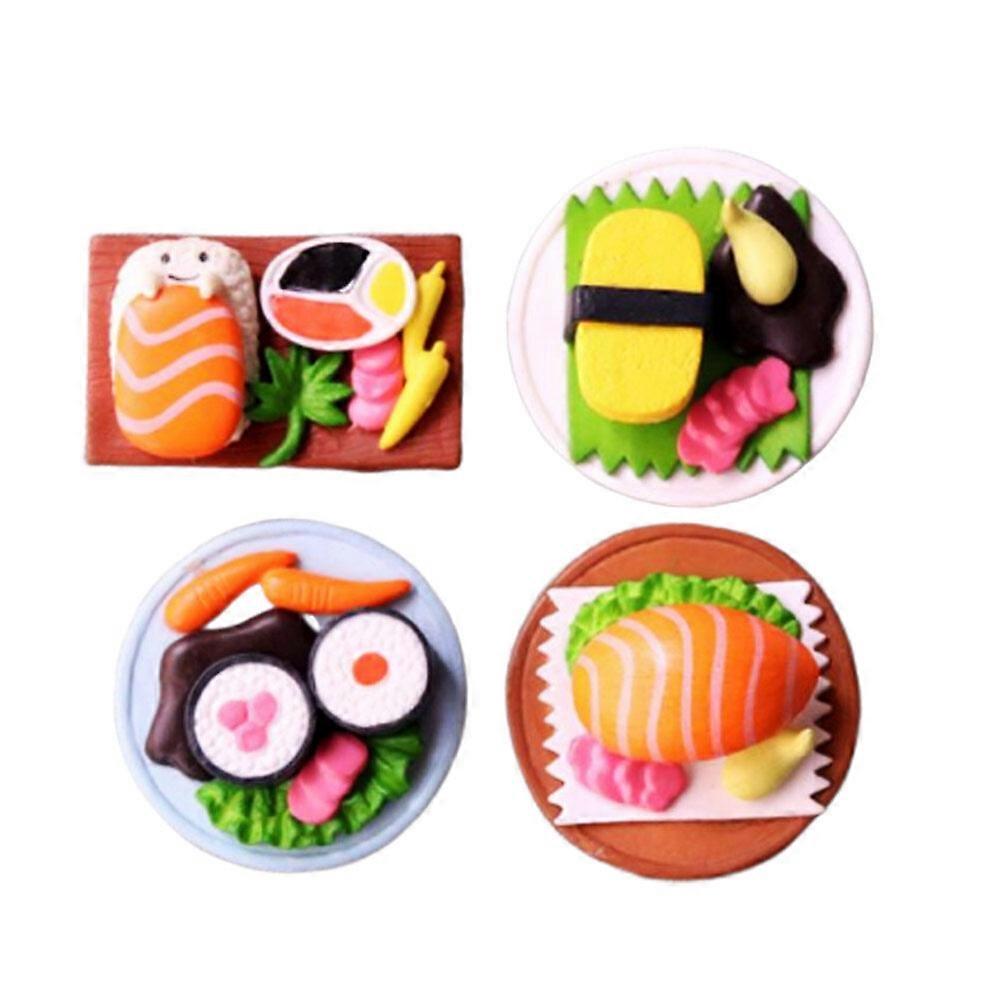 4pcs Mini Simulation Sushi Shape Crafts Desktop Decoration Micro Landscape Cake Ornaments