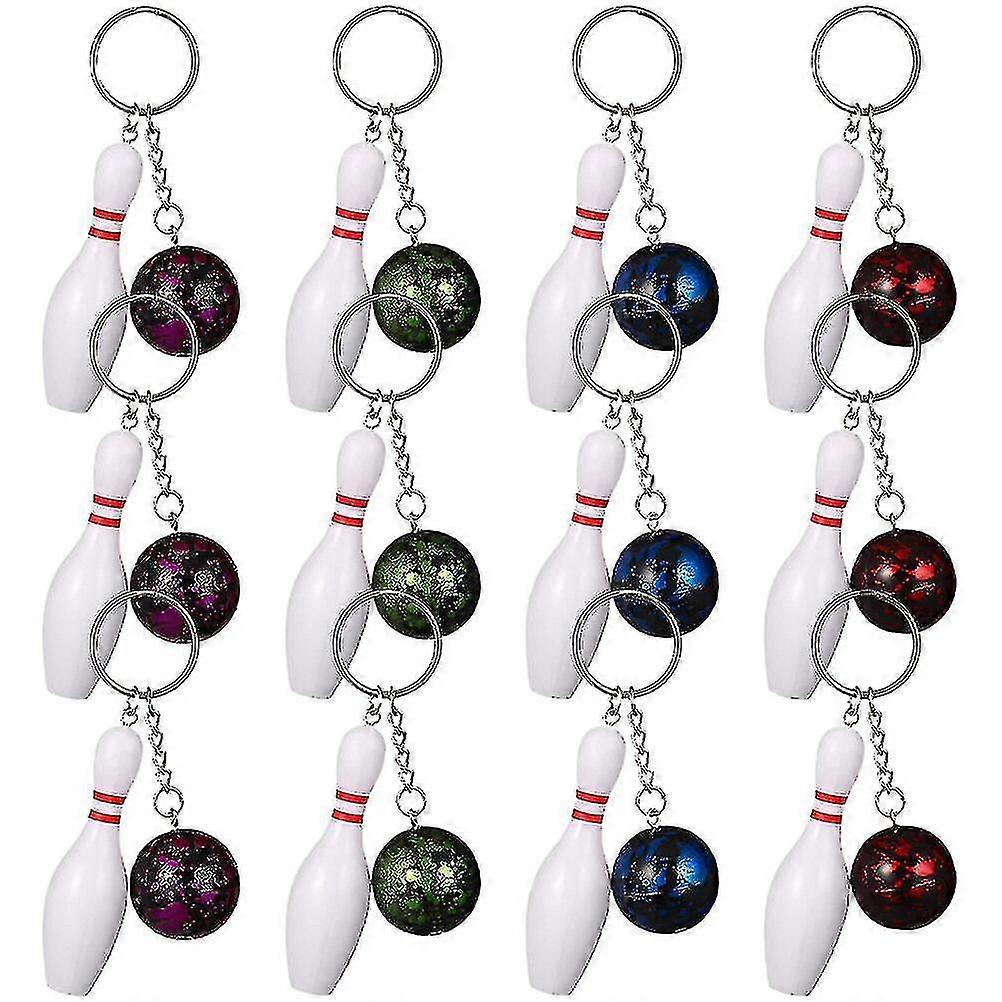 12pcs Decorative Bowling Keychains Bag Backpack Hanging Keychains Decors Small Bowling Keychains
