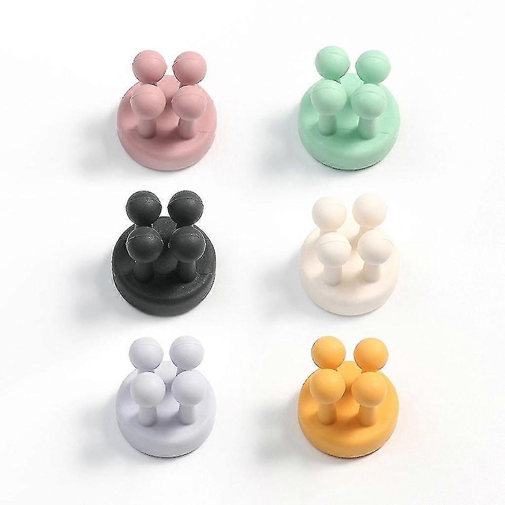 6pcs Silicone Adhesive Hook Utility Stand Plug Cable Holder Key Hook For Bathroom Kitchen-MXBC