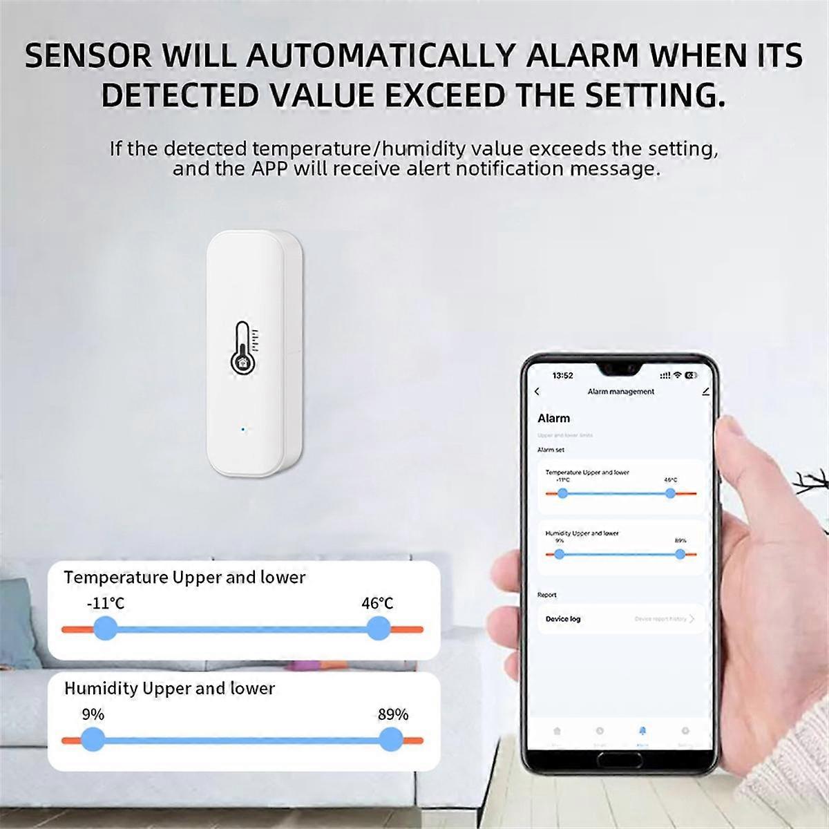 Tuya ZigBee Temperature Humidity Sensor Smart Home Temperature Sensors Works with Alexa Google Assistant Smart Life