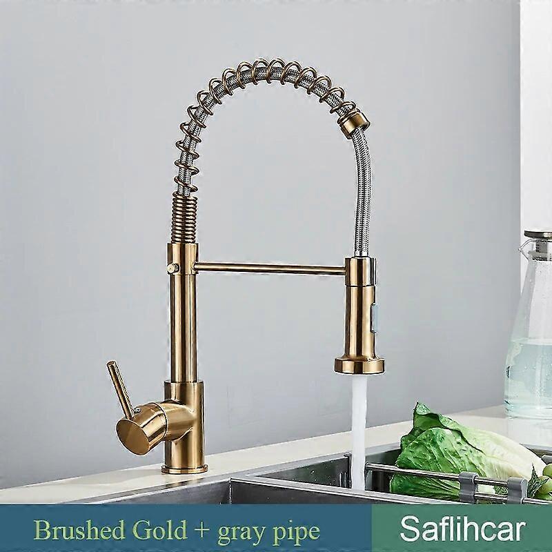 New Gray Kitchen Faucet Spring Pull-out Hot Cold Mixer Faucet Stream / Spray Mode for Kitchen