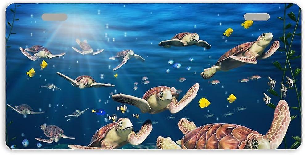 Tampa de Placa de Licença de Carro de Metal para Tartarugas e Peixes com 2 Furos 11,8 x 6,1 Polegadas