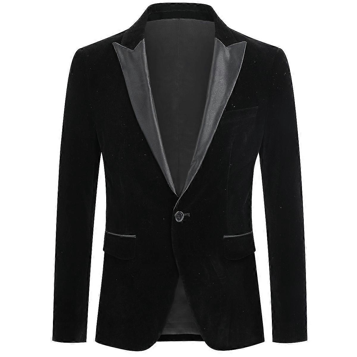 Men's Slim-fit Solid Velvet Dinner Wedding Jacket