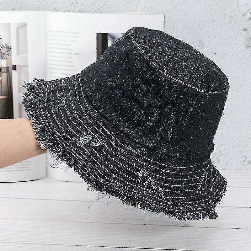 U خمر الدنيم دلو قبعة النساء غسلها القطن قبعة الصياد شرابة حافة كبيرة أزياء الترفيه قبعة الحوض