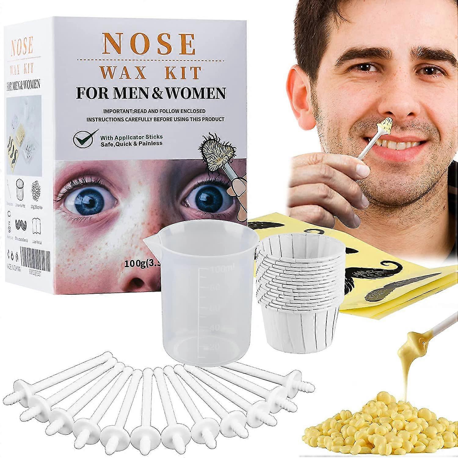 Nose Wax Kit,nose Hair Removal Waxing Kit With 20 Applicators Quick & Painless Nose Hair Waxing Kit For Men Women