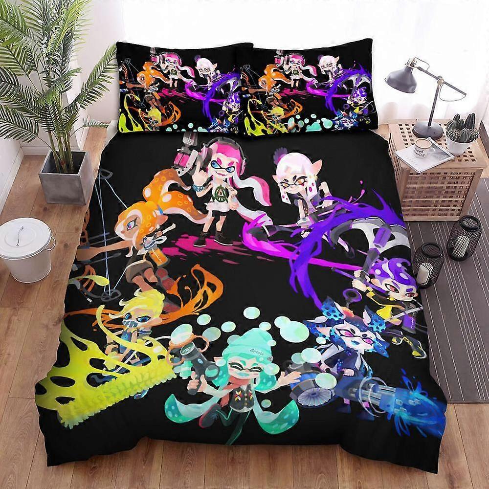 v4865 Lençóis Splatoon O Círculo Dos Personagens Conjunto Capa De Edredão Doona Capa Lençóis De Cama IU4865