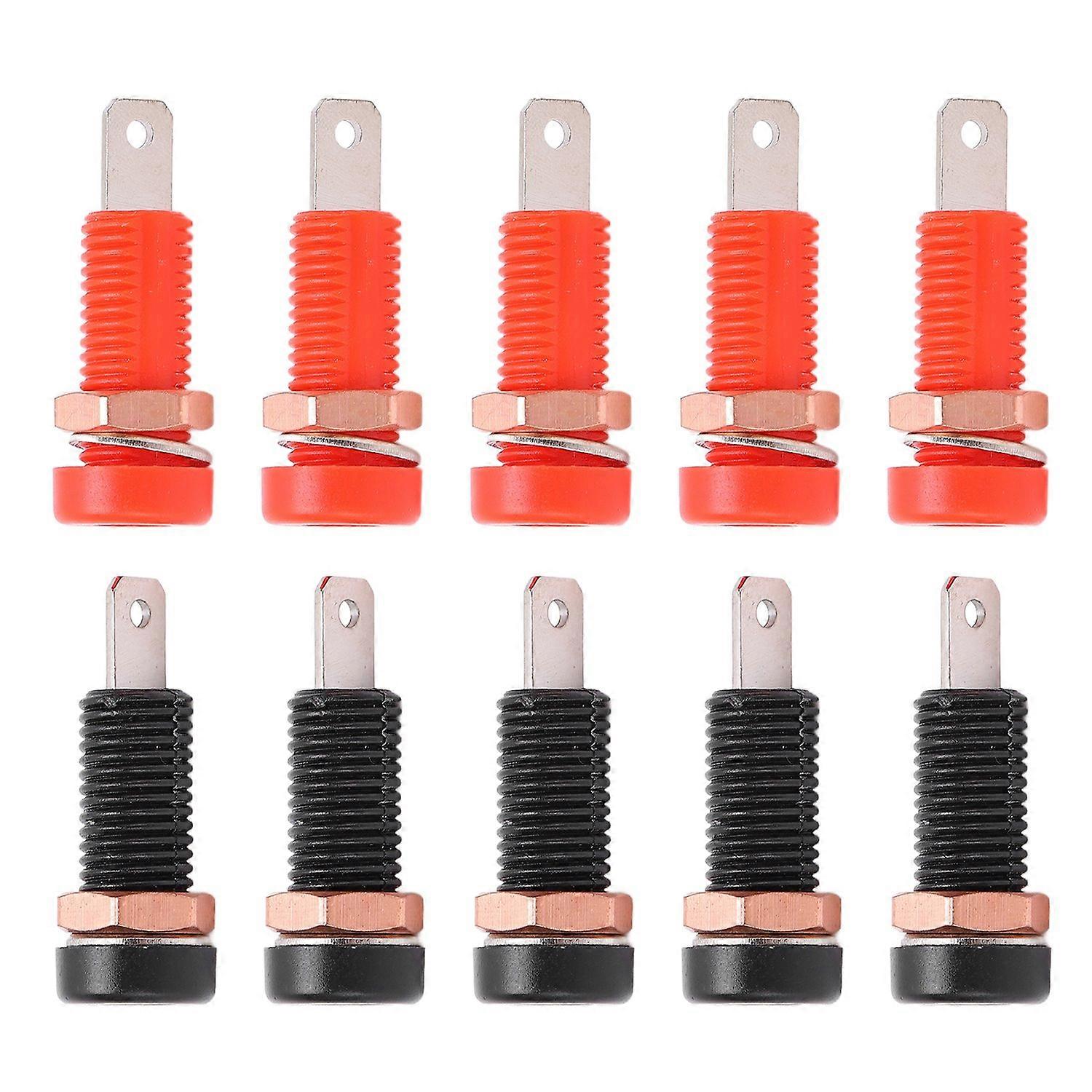 10pcs Banana Plugs Brass Material 4mm/0.2in Hole Insulation Resistance Maximum.24A Socket Connector