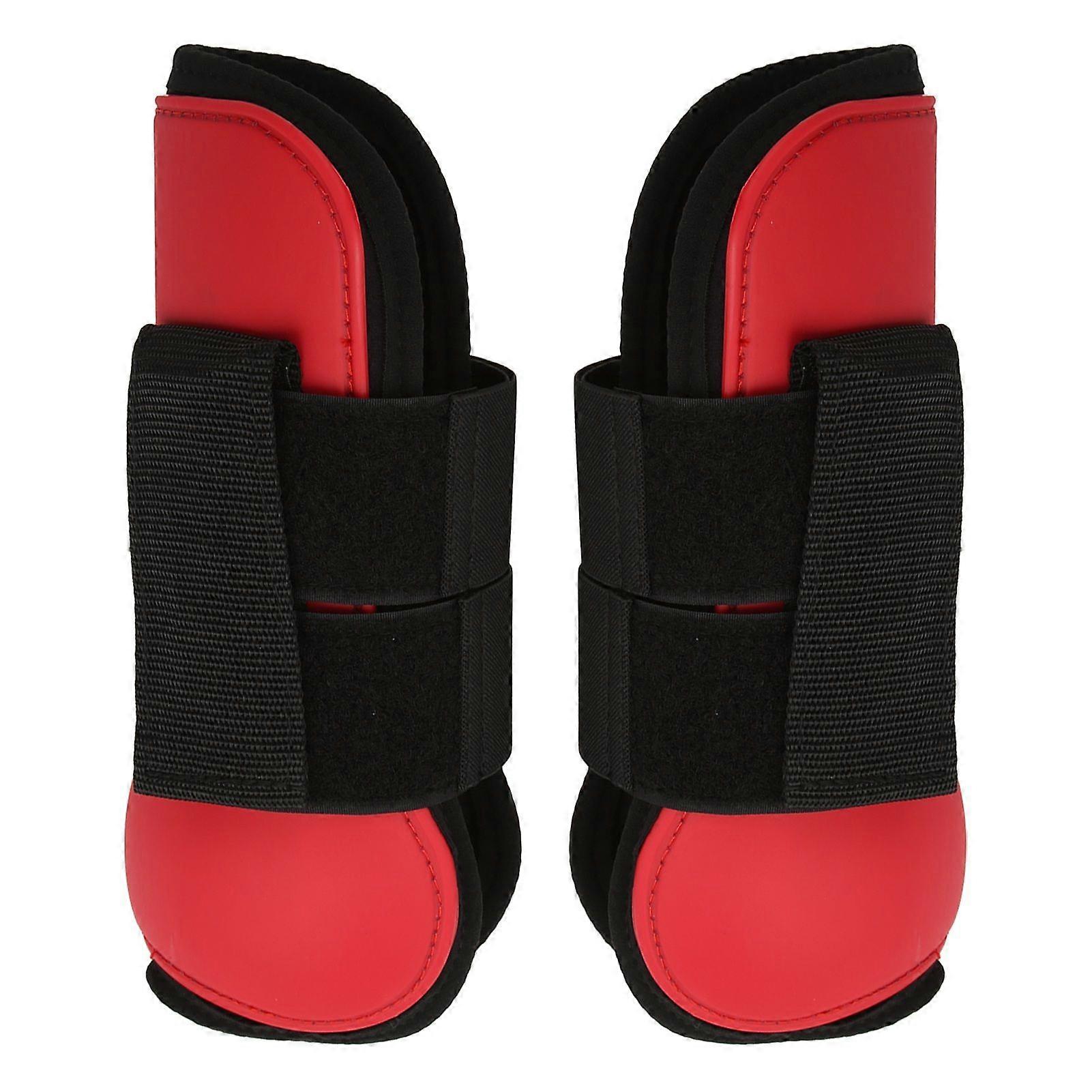 1 Pair Horse Tendon Boots Soft Prevent Slipping Easy to Stick PU Shell Horse Fetlock Boots for HorsesRed Front Legs M