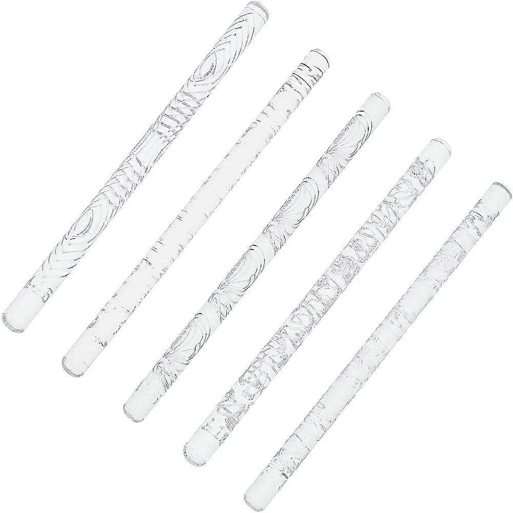 5Pcs 1 Style Acrylic Rolling Pin for Fondant Making Stick Kitchen Tool Mixed Patterns 165x10mm 1Pcs/Style 5Pcs