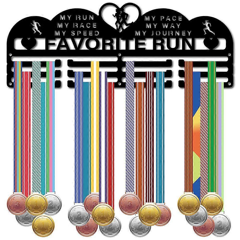 Fashion Iron Medal Hanger Holder Display Wall Rack 3-Line with Screws Black Running Sports 150x400x1.5mm