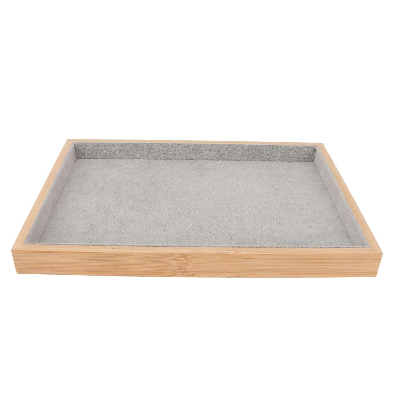 Classic Wood Jewelry Tray - Scratch Resistant Multipurpose Display for Earrings, Necklaces, Bracelets, Grey Finish