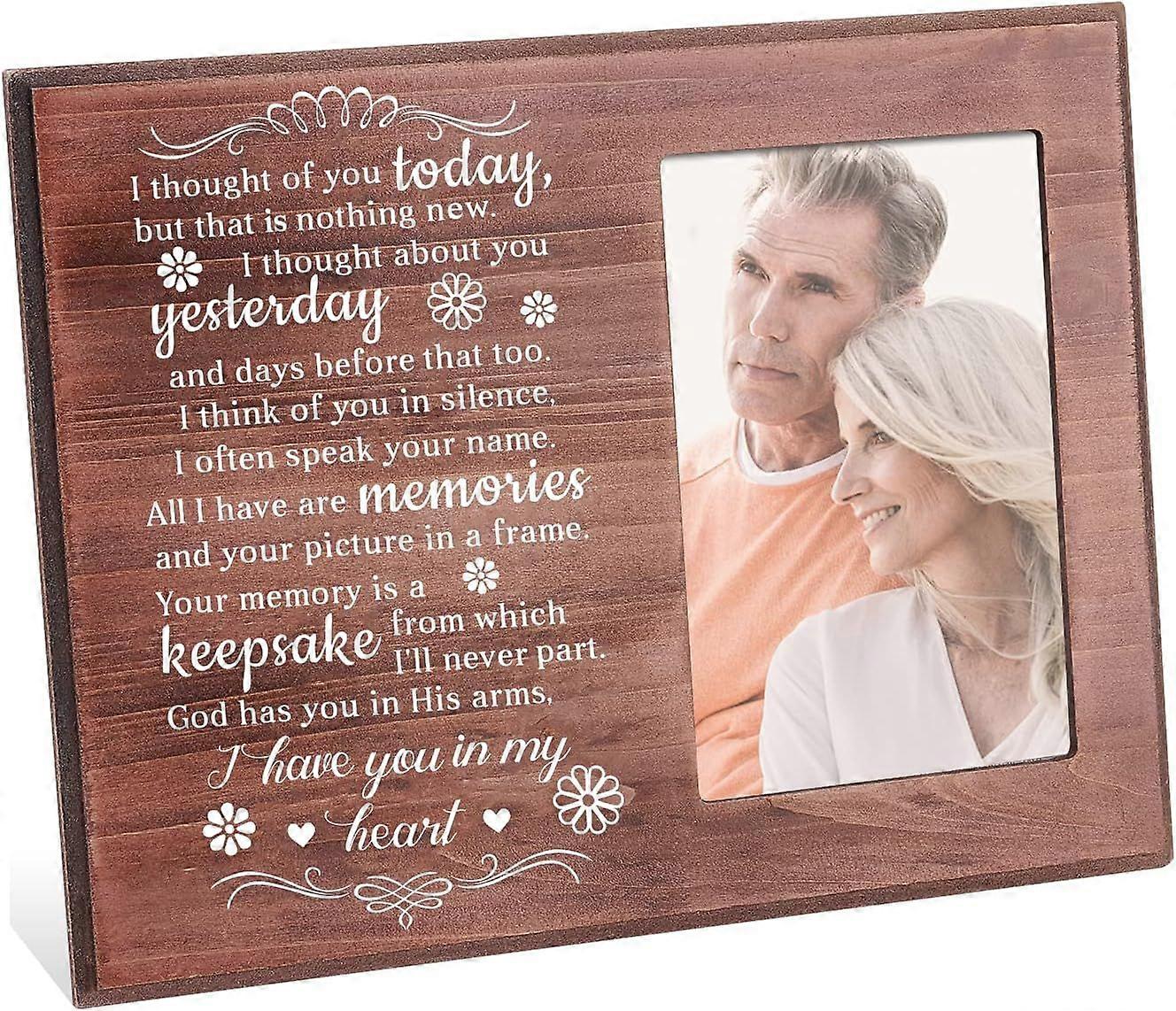 Memory Picture Frame 4x6 inch I Have You In My Heart Sympathy Gifts Frames Memorial Photo Frame Bereavement Gifts Frame Wood Photo Frame for Loss of L