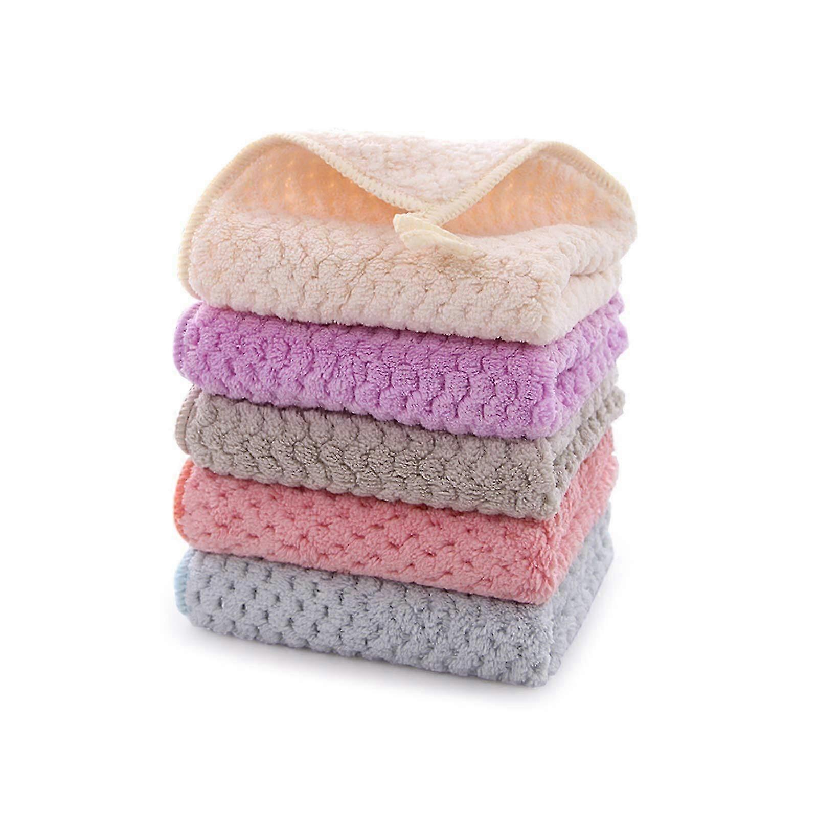 Essuie-mains - lot de 5 torchons de cuisine - serviette suspendue en molleton de corail - boucle de ruban à séchage rapide super absorbante