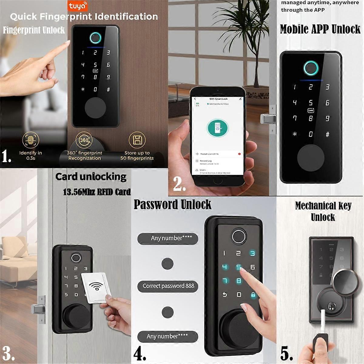Tuya App Remote Control Smart Door Lock Deadbolt with Keys Fingerprint Lock Electronics Digital Hou