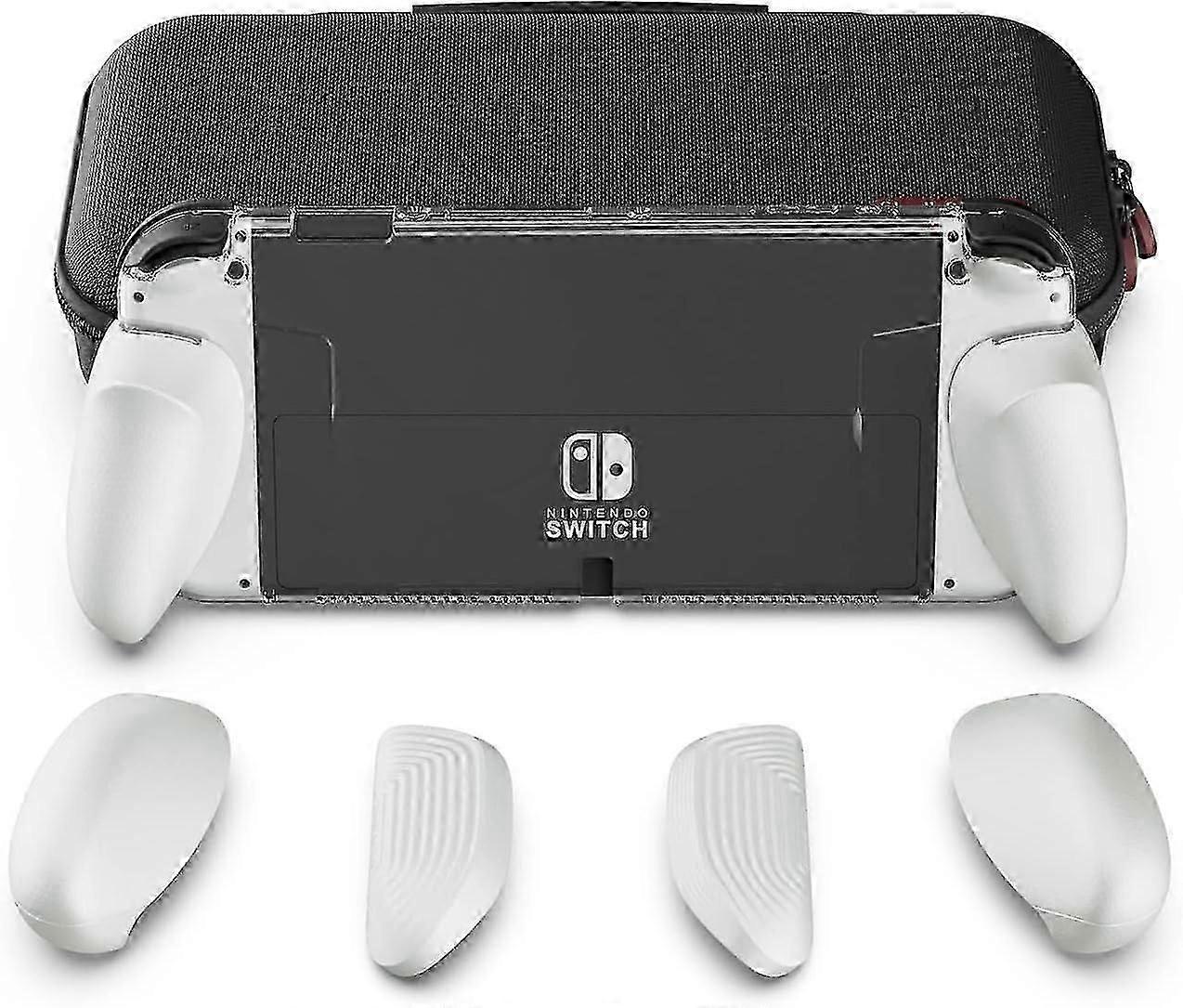 Gripcase Oled Bundle For Nintendo Switch Oled Model: A Dockable Transparent Protective Case With Interchangeable Grips