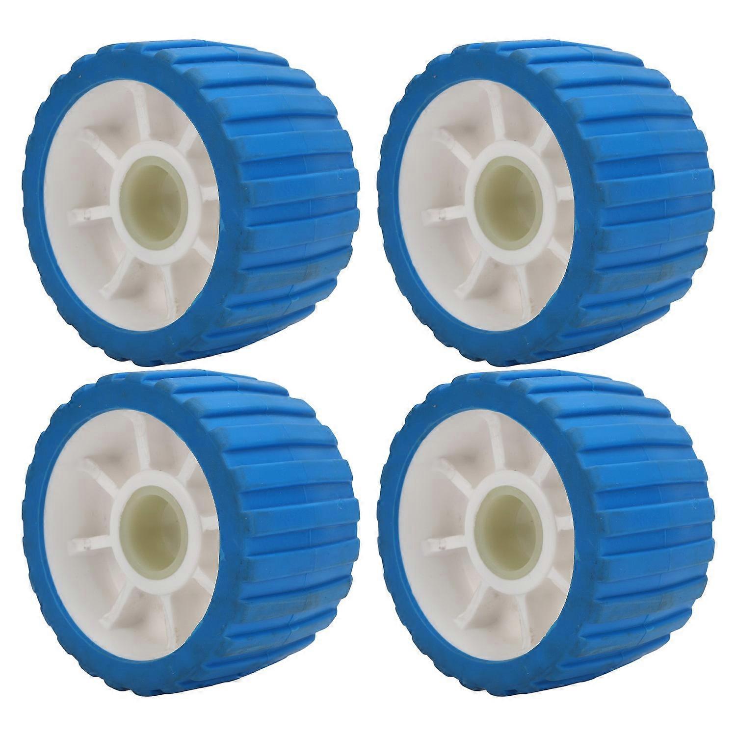 4PCS Trailer Wobble Rollers High Temp Resistant Poly Ribbed Wobble Roller for Boats Trailers 125 X 7