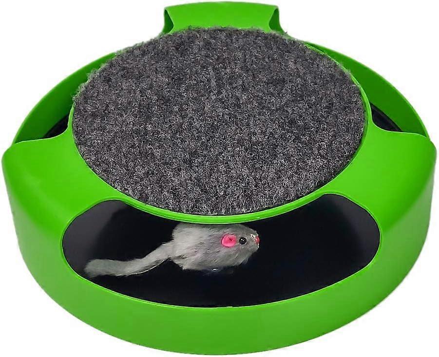 Pasking Interactive Cat Toy, Catch The Mouse Cat Toy with a Running Mouse and a Scratching Pad, Cat Scratcher Catnip Toy, Quality Kitten Toys, Green