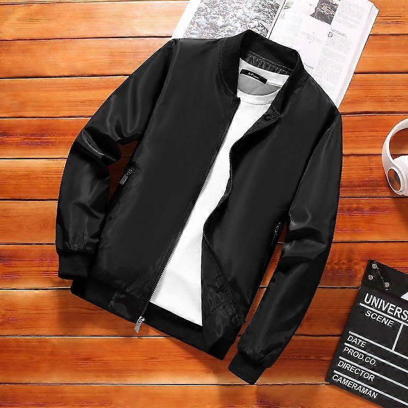 Spring and Autumn Men's Jacket Coat Simple Solid Baseball Neck Zipper Windbreaker Coat Cycling Coat