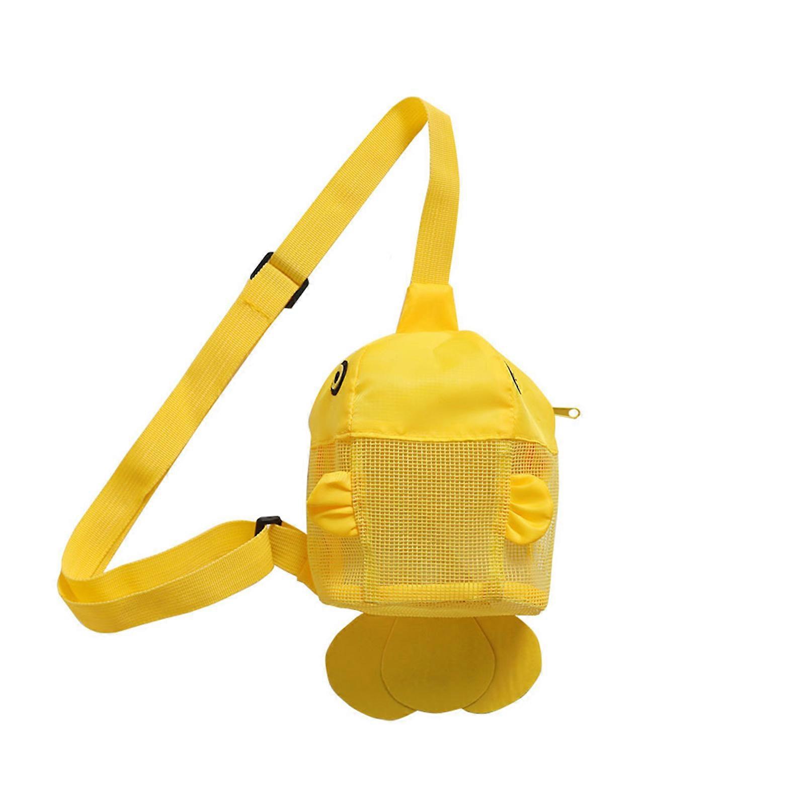 Beach Mesh Bag Cute Fish Shaped Shell Bags for Holding Beach Shell ,Toy Shell Collecting Bags for Kids Picking Up Shells Yellow