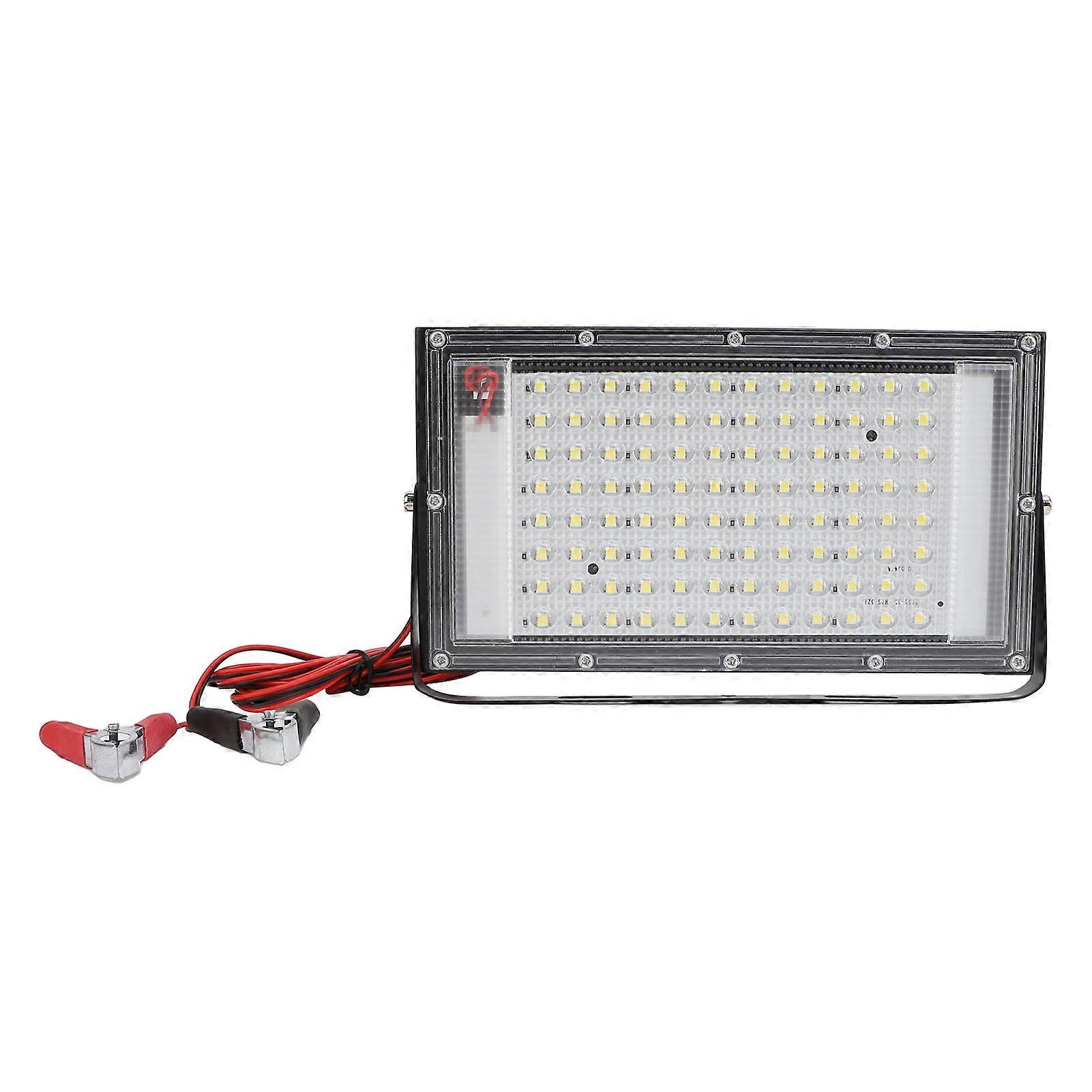 100W Outdoor LED Floodlight, IP66 Waterproof, with Battery and Crocodile Clip, for Outdoor Emergency, DC12V