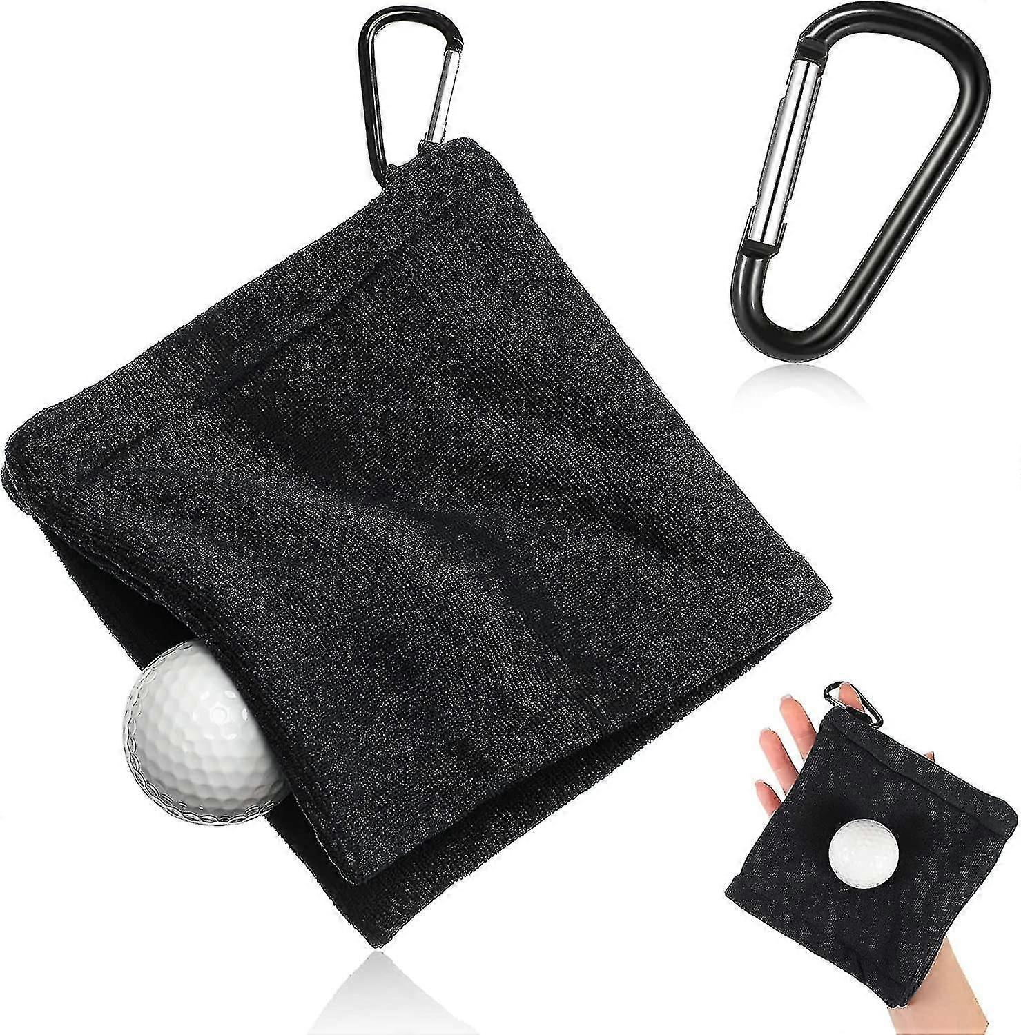 Ręcznik golfowy z czarnej mikrofibry z klipsem, 5,51 x 5,51 cala, mokry prezent