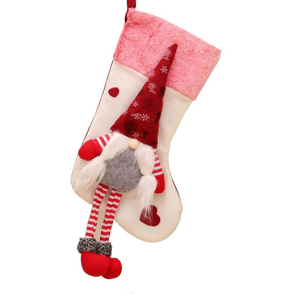 Langes Bein Gnom Weihnachtsstrümpfe Weihnachten Elf Santa für Puppe Element Strumpf Fami Weiß