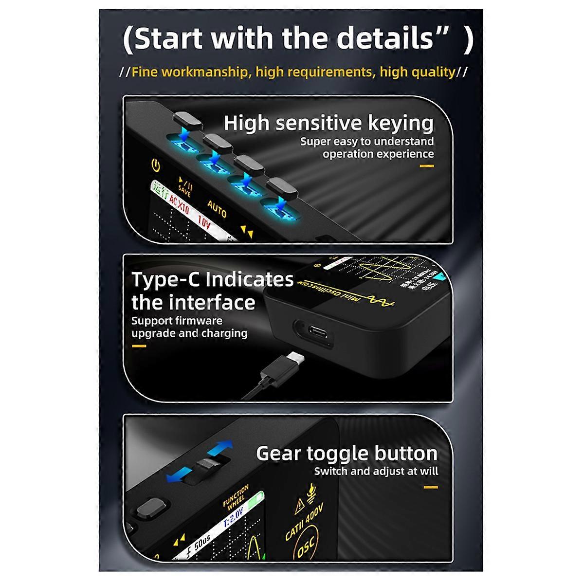 OT3 Handheld LCD Flat Panel 10MHZ Digital Single Channel Mini Oscilloscope Portable Automotive Test
