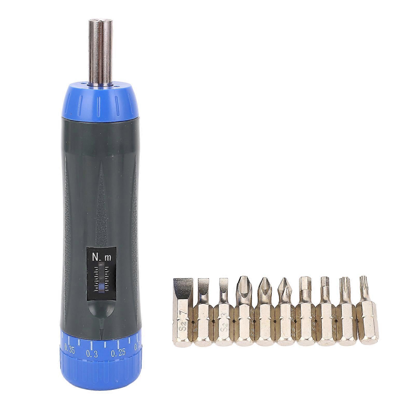 Torsion Preset Type Screwdriver 1-6N.m with 10 Bits, 1/4 Inch Hex Drive Adjustable Manual Torsion Driver Screwdriver for Electrical Machinery Field