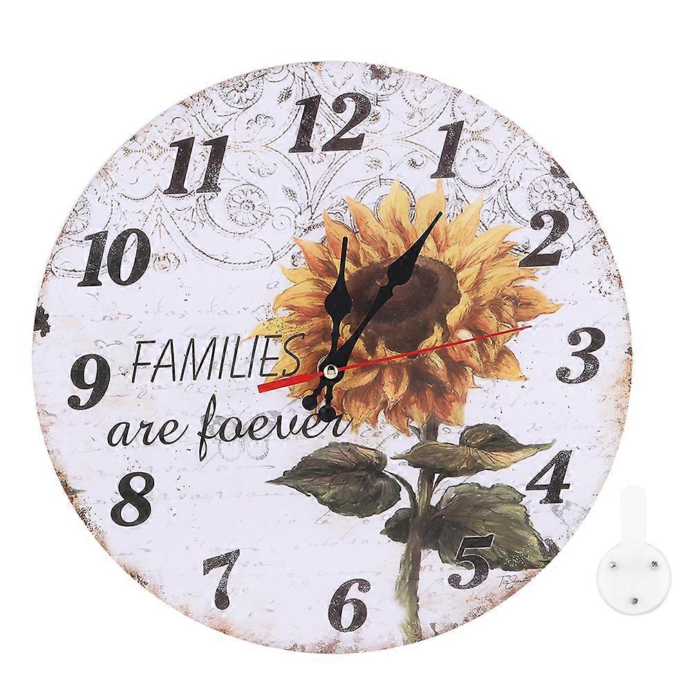Sunflower Pattern Wall Clock, 30 Cm Diameter, Decorative Hanging Clock for Home, Office, Cafe, Indoor Use