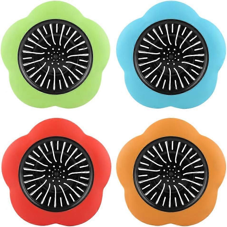4pcs Flower Shape Plastic Basin Sink Strainer Drain Stopper Kitchen Bathroom Accessories