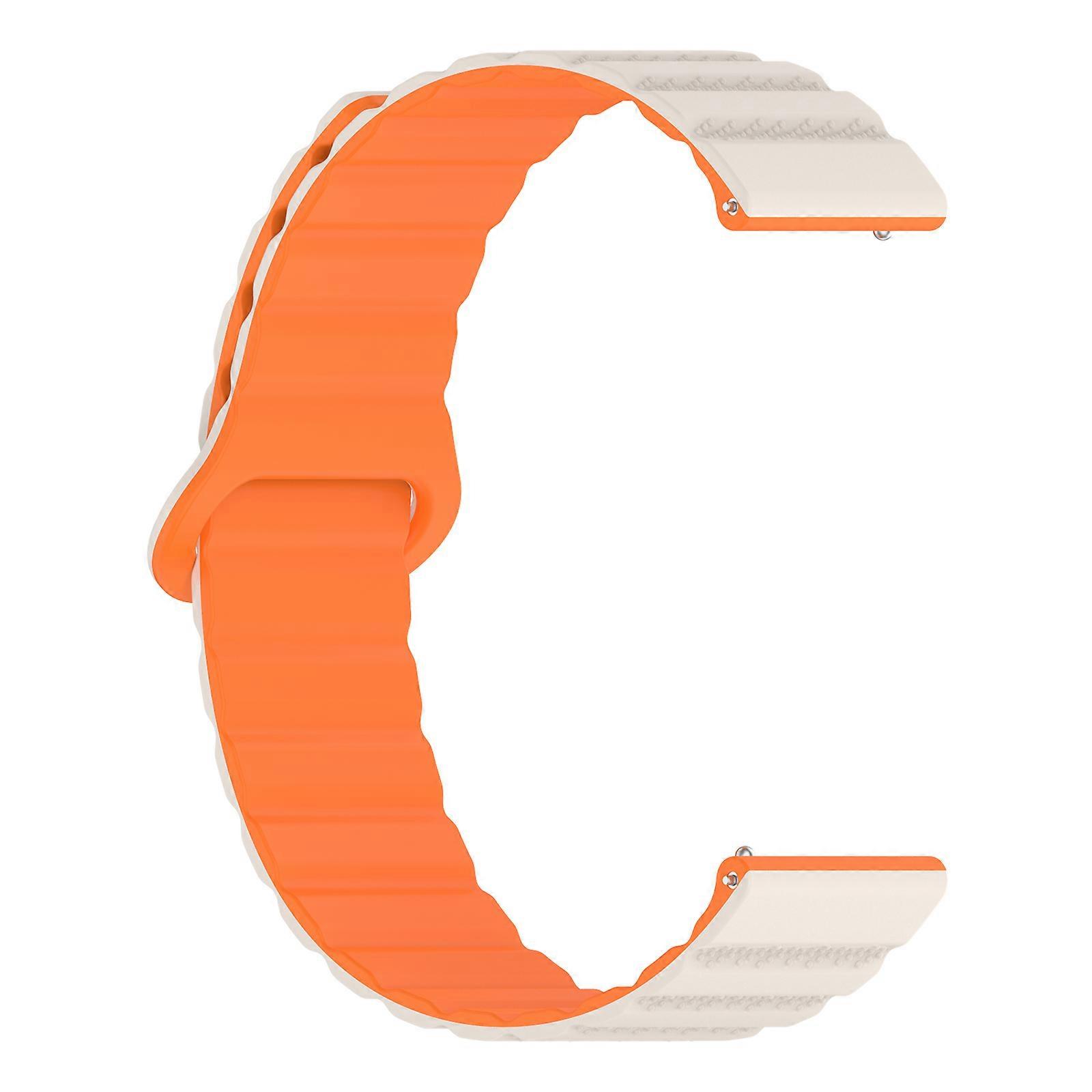 Silicone Belt Sport Strap Wristband With Strong Magnetic Clasp For 18mm/20mm/22mm Smartwatch Choose From Multiple Color starlight orange