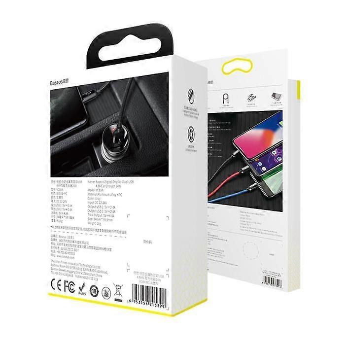 Baseus AB2XUSBAKBK mobile device charger Universal Black, Grey Car cigarette lighter