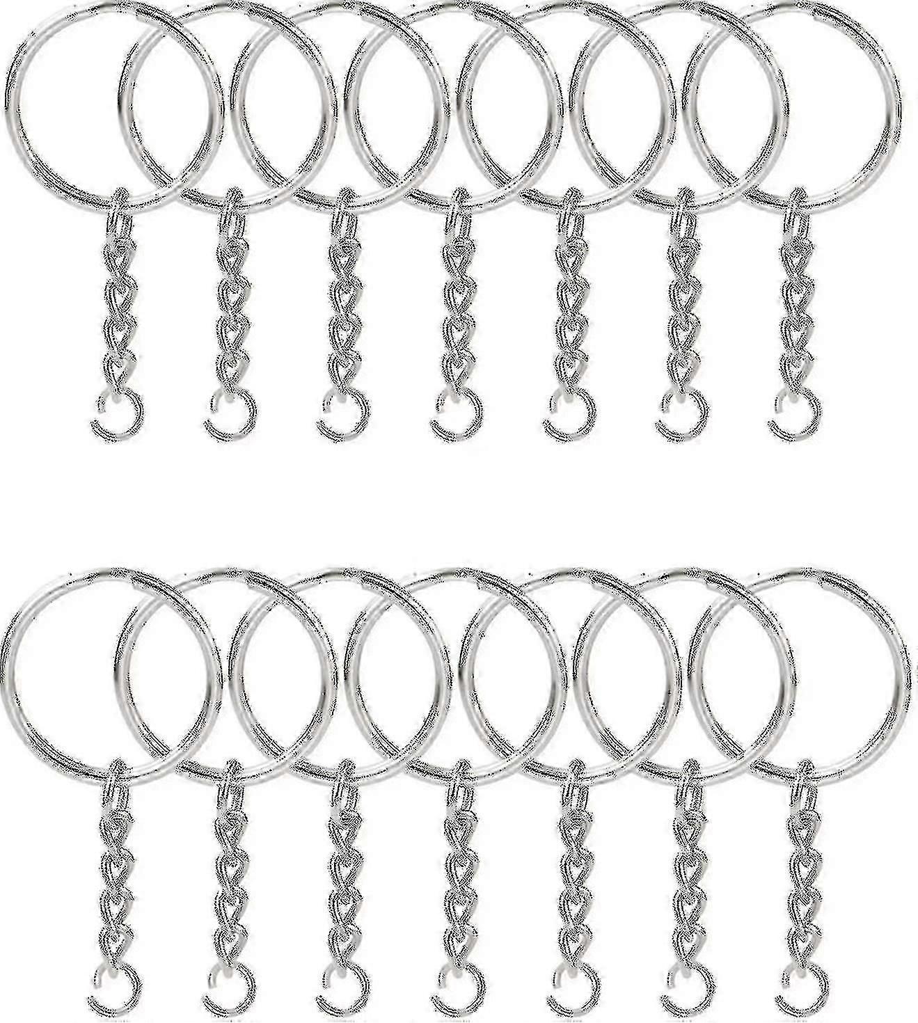 100kpl jaettu avaimenperä ketjulla 1 tuuma ja hyppyrenkaat, jaettu avaimenperä ketjulla hopeanvärinen metallinen jaettu avaimenperärengas osat