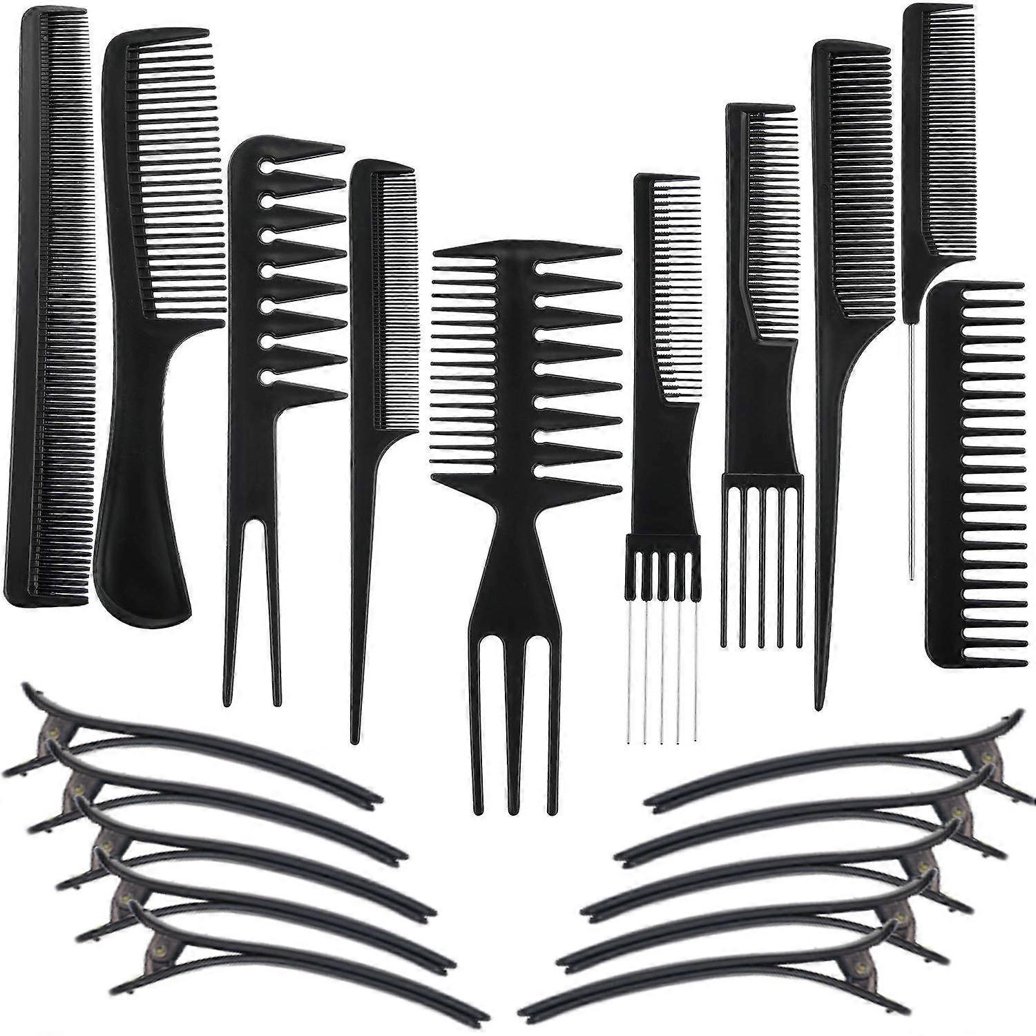 Unmatched Styling Experience: Anti-static Plastic Combs, Wide Tooth Comb for Wet Hair, Fine Tooth Comb for Precision, Plus Bonus Duck Bill Clips