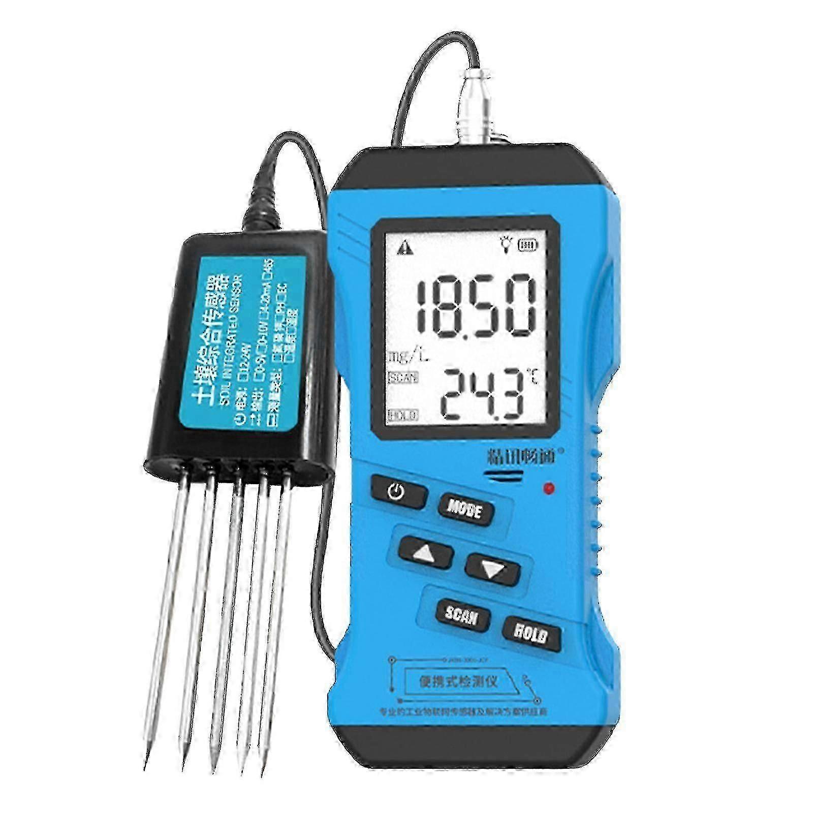 Probador de suelos 7 en 1 para Ph, Ec, Npk, humedad, temperatura | Lcd Display_fpj8