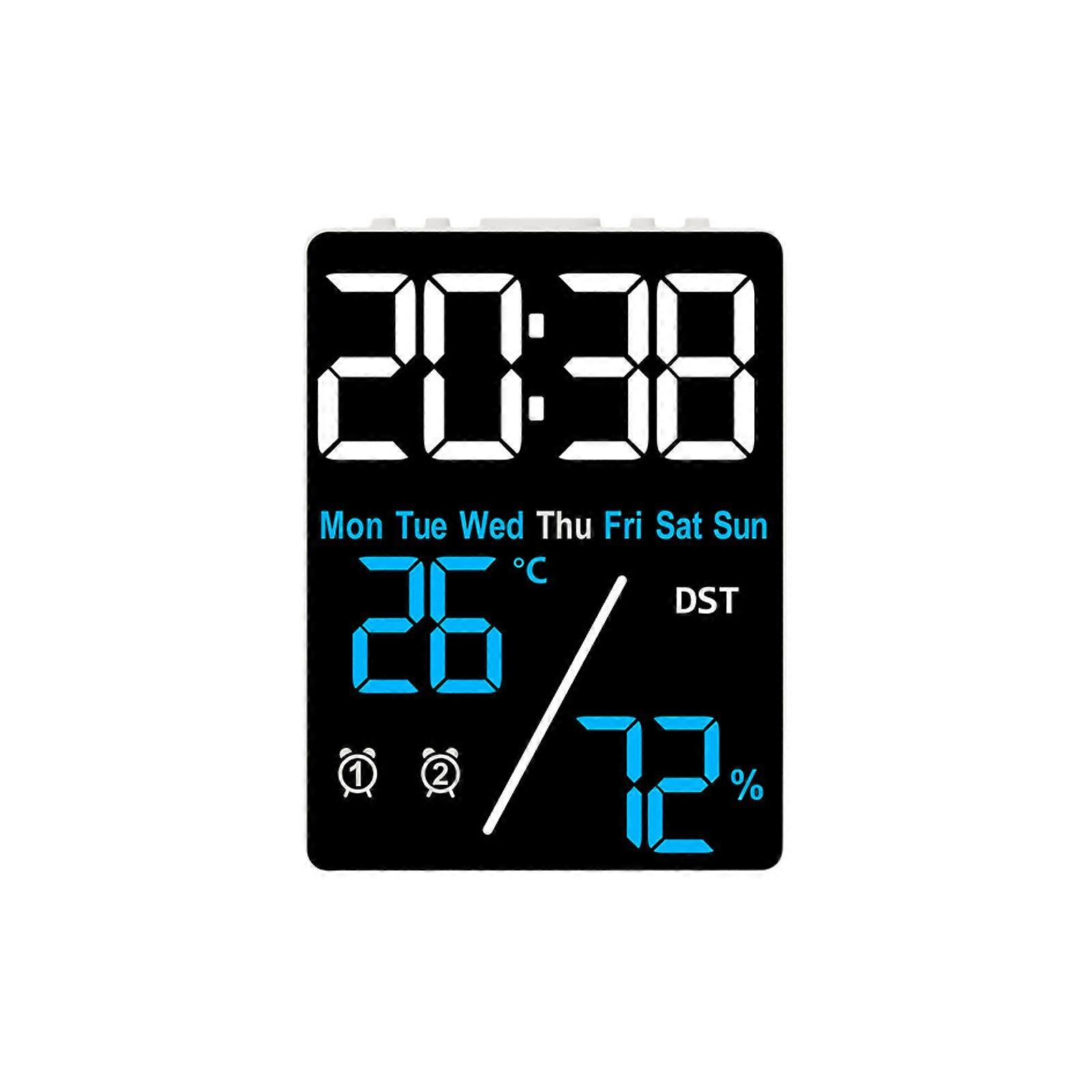 LED Screen Concise Clock Multifunctional Digital Display Date Week Temperature Humidity Daylight Saving Times Adjustable Brightness Office Decorative