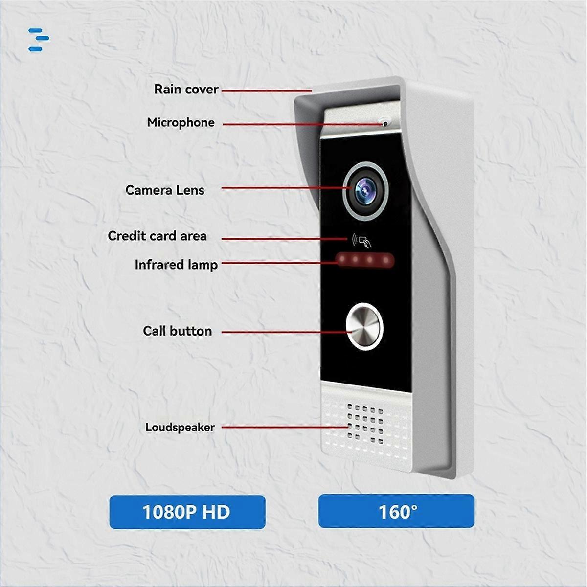 TUYA Wifi Video Dørklokke Intercom System med 10 tommer Touch Monitor Sikkerhedsbeskyttelse til Villa Home Access UK Plug