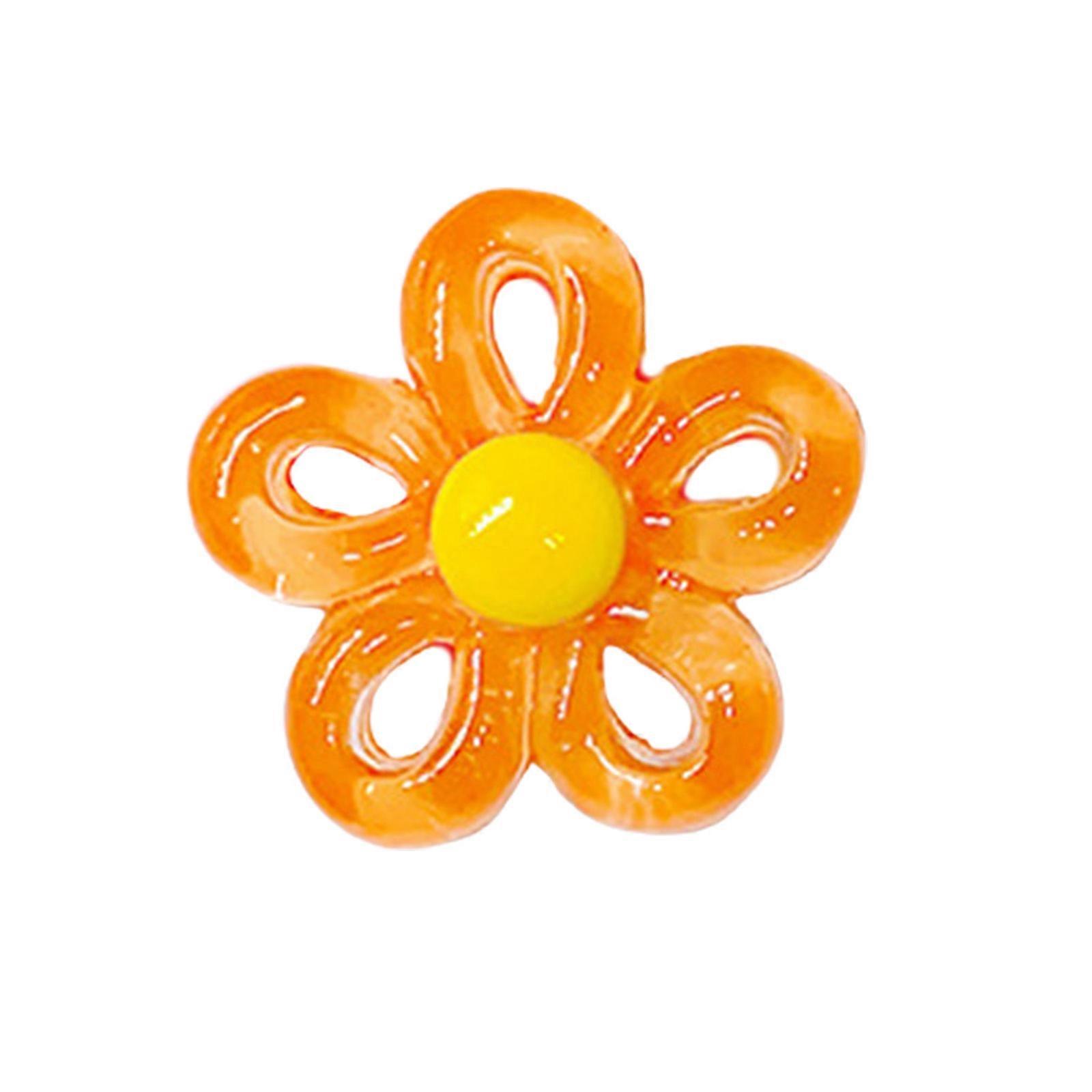 حبة زهرة الراتنج لصنع مجوهرات DIY حبة زهرة جوفاء كريستال مع ثقب DIY مجوهرات صنع اليدوية القرط البرتقالي
