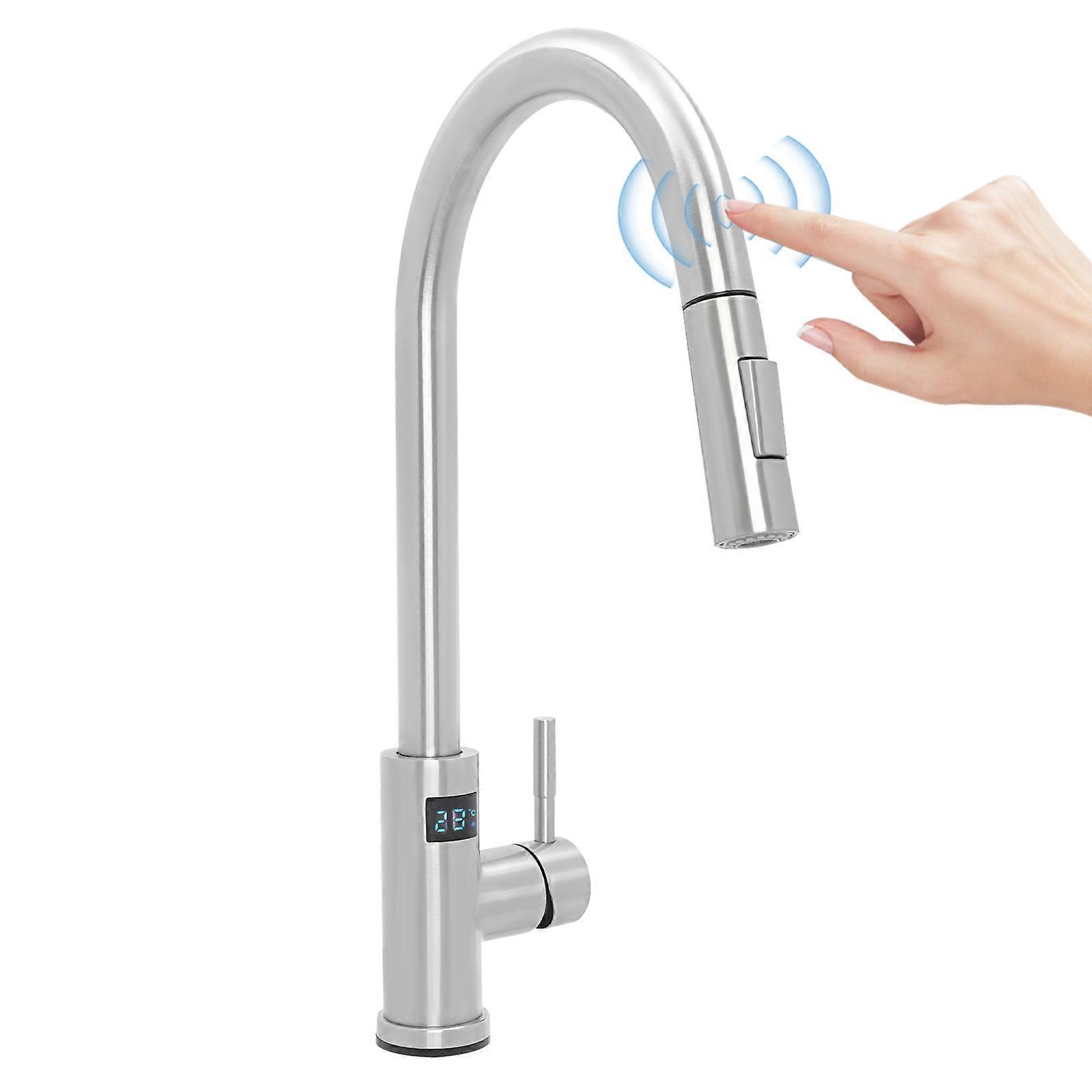 G1/2" Touch Digital Pull-out Faucet with Hose Kitchen Sink Hot and Cold Faucet