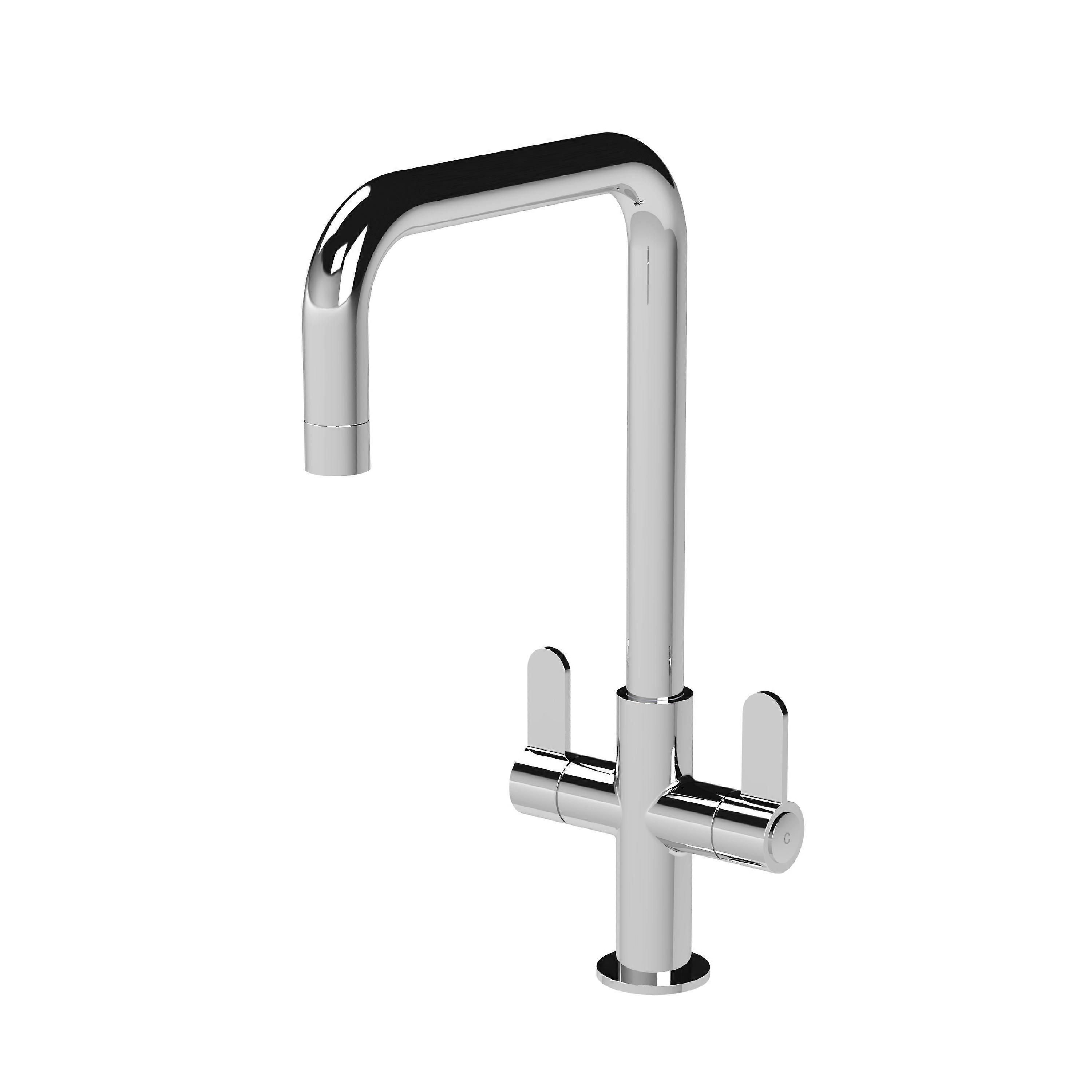 Kitchen Mono Mixer Tap with 2 Lever Handles, 361mm - Chrome Faucet
