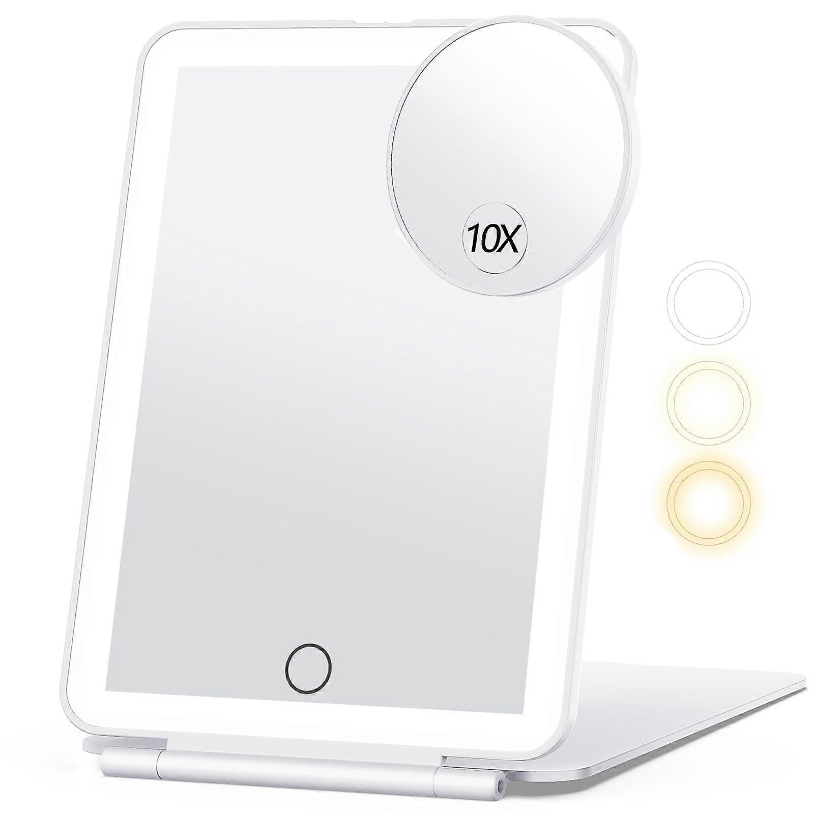 Rechargeable Makeup Mirror with LED Lights, Adjustable Brightness, Travel Size, Round Design, Battery Operated