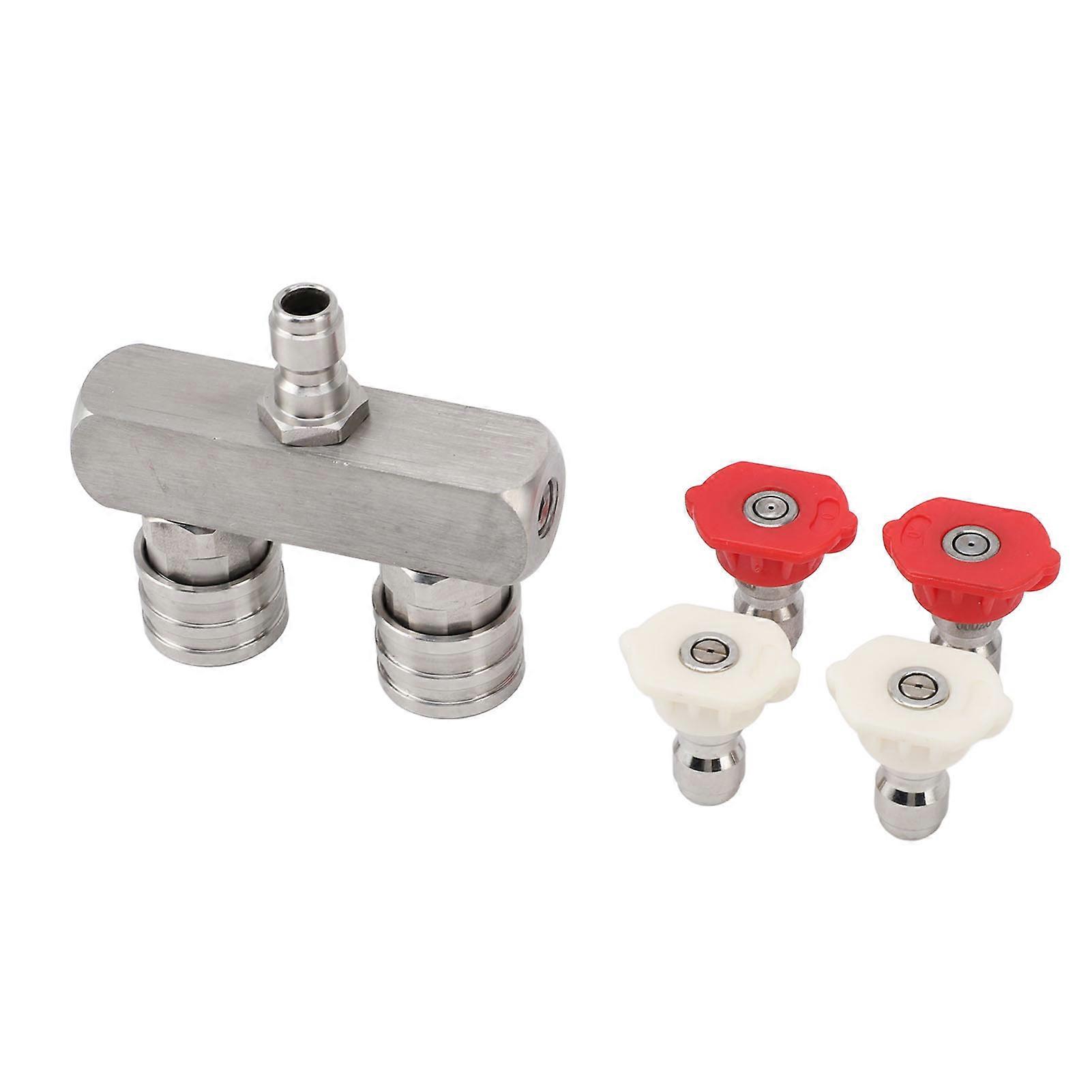 Dual Pressure Washer Nozzle Stainless Steel with 1/4 Quick Connect 2 Color Nozzle 2 in 1 Pressure Washer Tip for Accessory