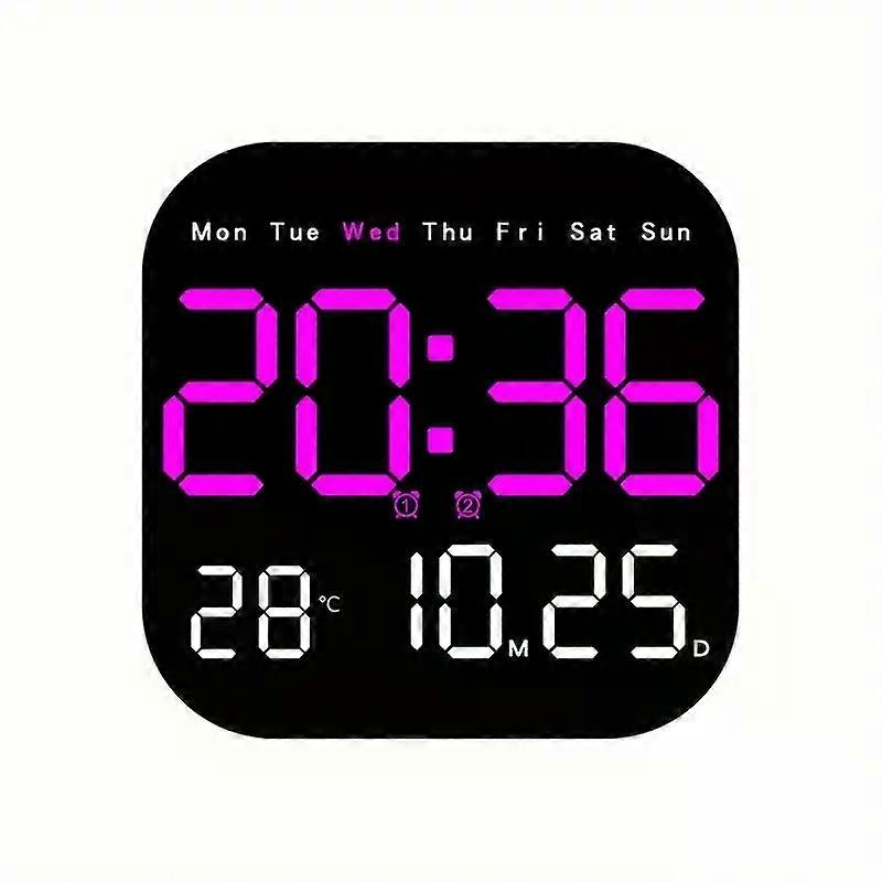 1pcs Extra-Large LED Digital Wall Clock - High-Definition Remote Control, Gentle Alarm, Temperature & Calendar Display - Perfect for Bedroom & Tableto