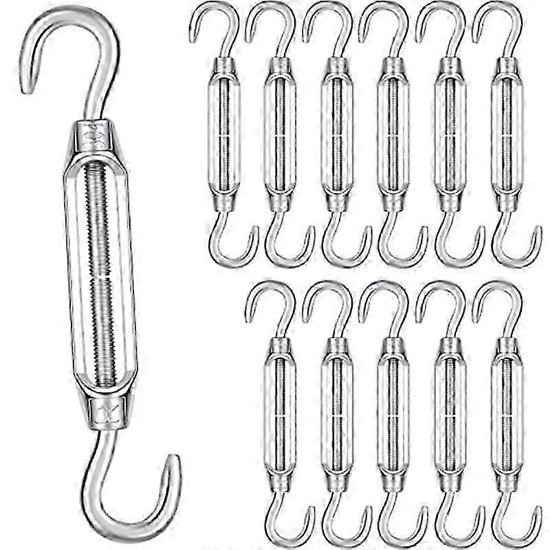12 Pack Hook and Hook Turnbuckle for Cable Wire Rope Tension, 304 Stainless Steel Wire Rope Tension