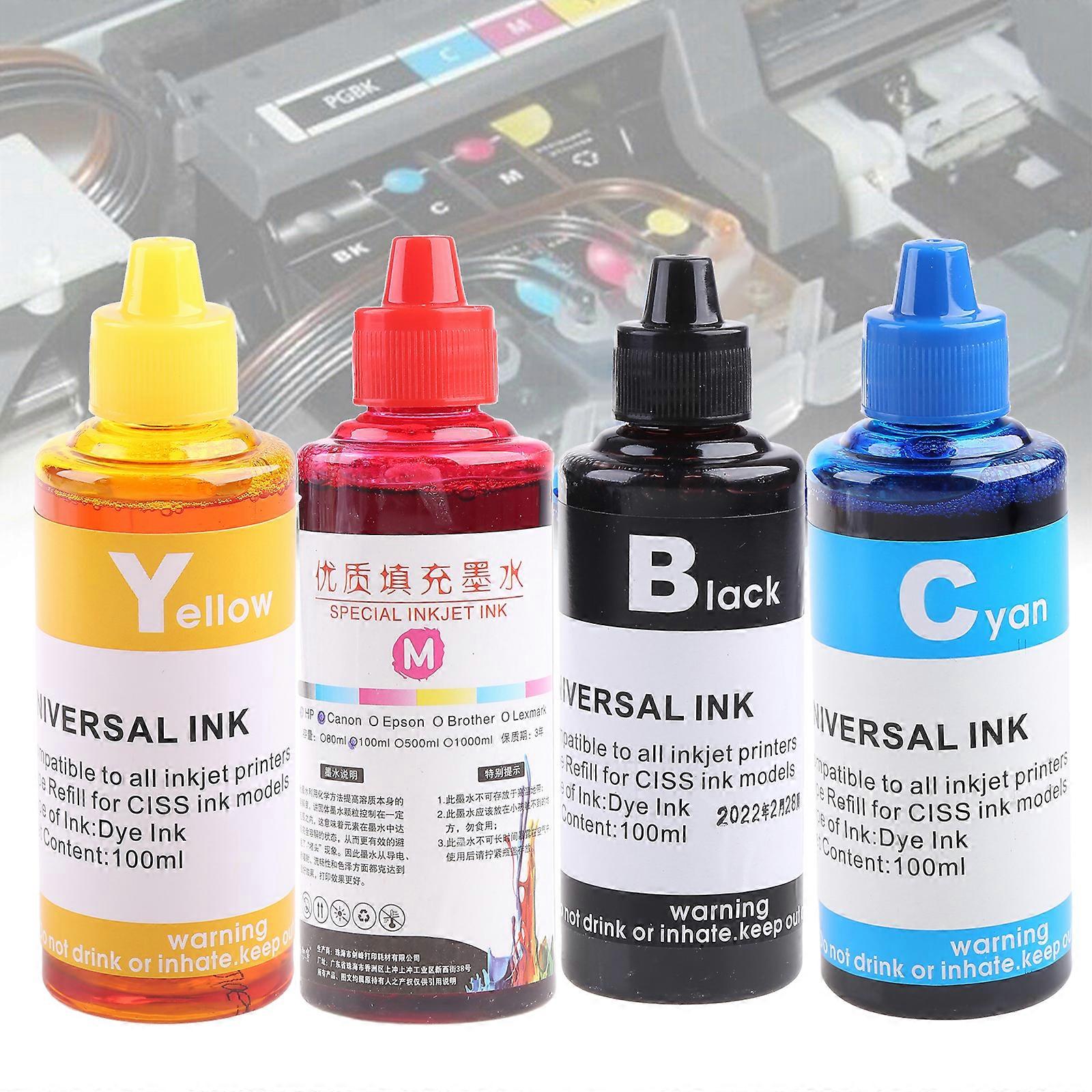 100ML إعادة تعبئة الحبر كيت لوازم طابعة صبغ عالمية لورق الطباعة المكتبي الأسود