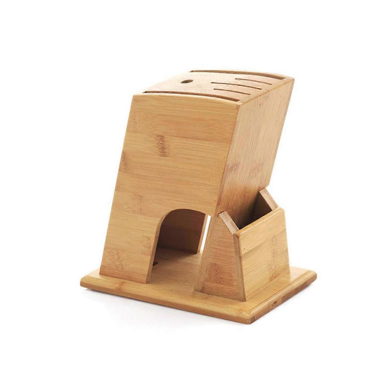 Multi-Function Kitchen Cutlery Rack Bamboo Storage with Slope Design and Ventilated Features for Knife Organization