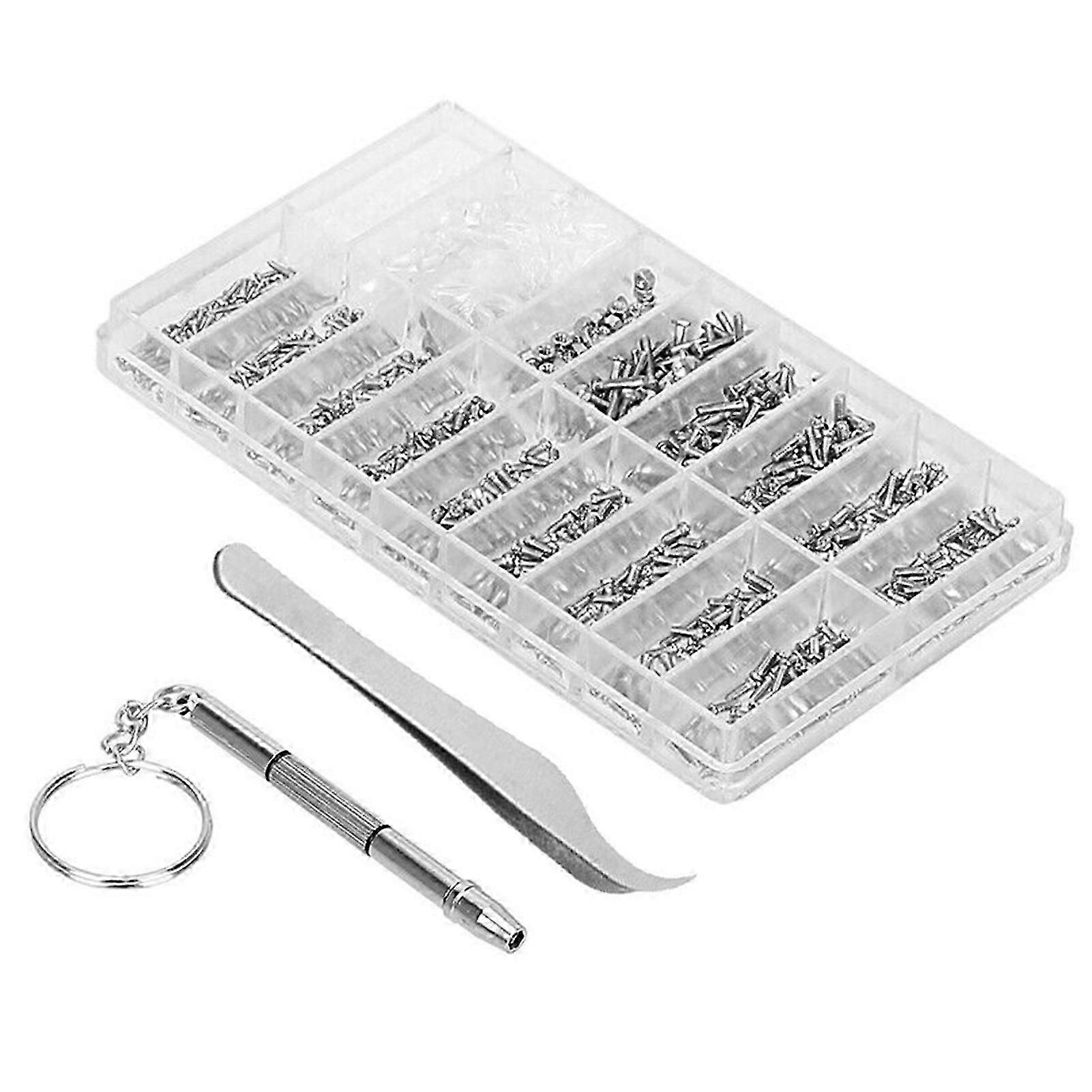lunettes de réparation kit ensemble assorti boîte de rangement conception 1000pcs vis et tampons pour montre horloge lunettes lunettes réparation portable