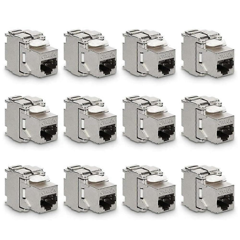 CAT6A Shielded Jack 12 Piece Set RJ45 10 Gbit Ethernet Module with Metal Housing for Networking 6924023135003