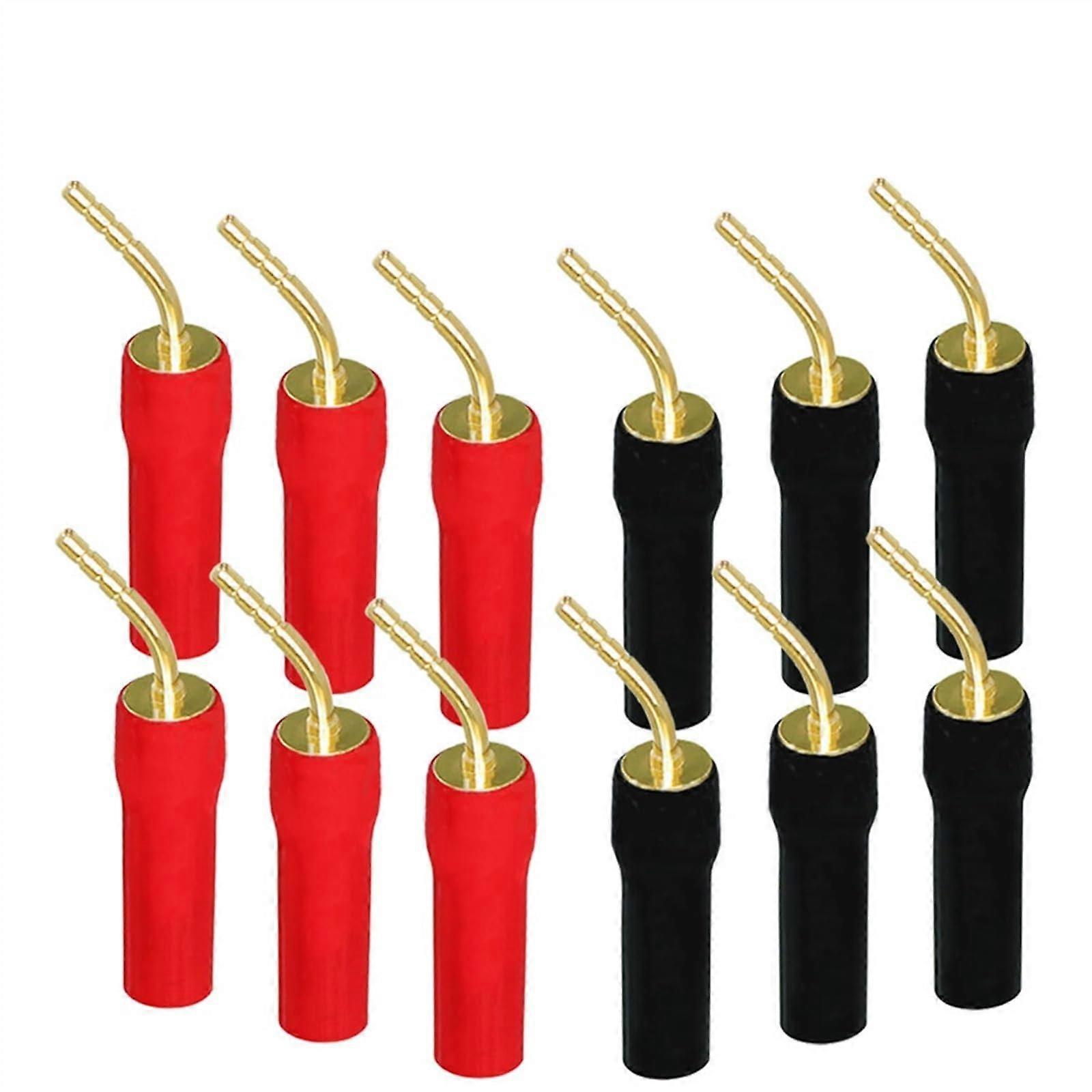 12pcs 4MM Banana Plug Male Speaker Connector Audio Cable with Bent Pin Design for Enhanced Compatibility